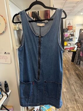 Vintage Bugle Boy Blue Denim Zip-Front Dress